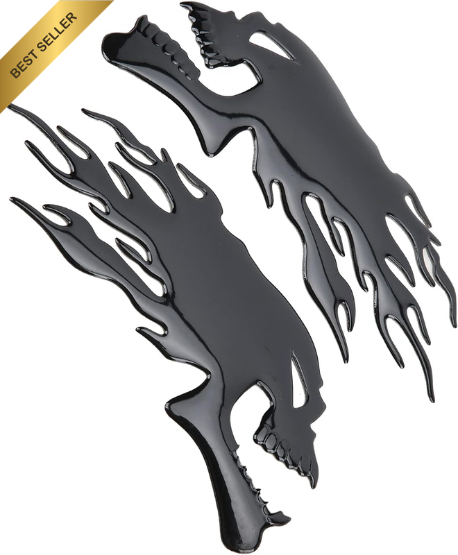2PCS Skull Motorcycle Tank Sticker, Fuel Tank Sticker 3D Universal Flame Skull D