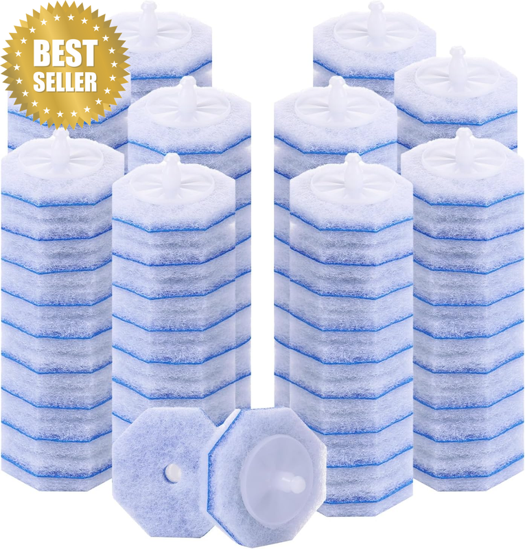 100Pcs Disposable Toilet Brush Refills - Toilet Bowl Cleaner Refill Pads, Kills