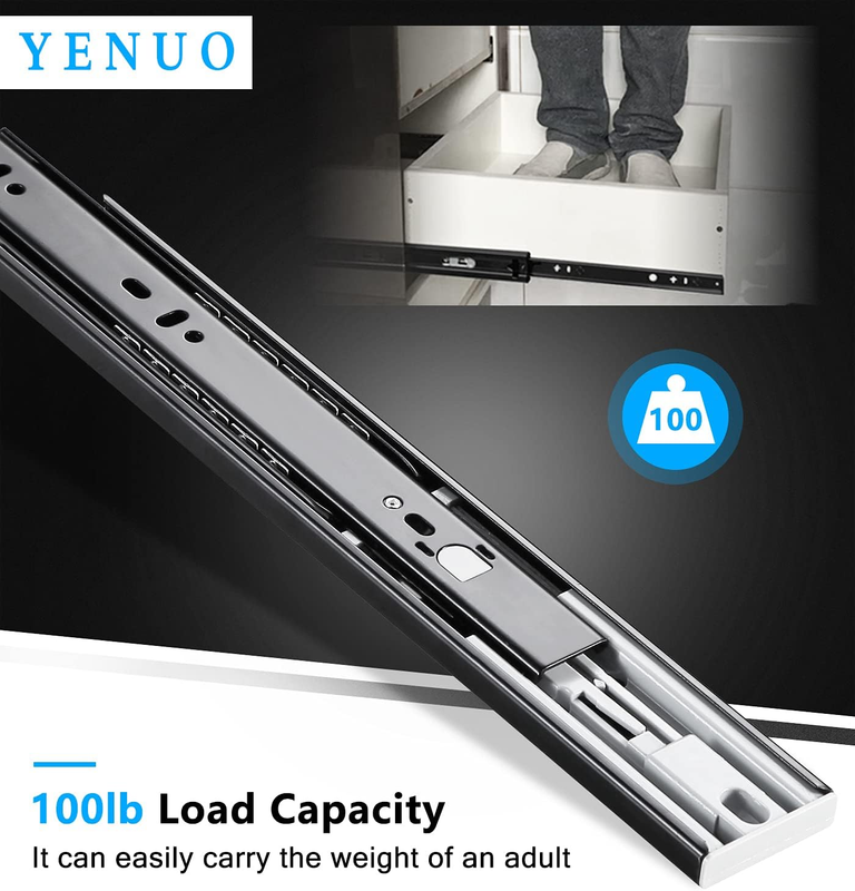 Push to Open Drawer Slides Full Extension Rail 10 12 14 16 18 20 22 24 Inch Hand