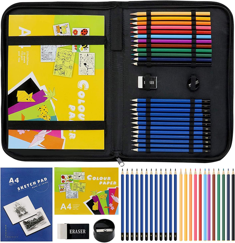 Kit, Sketchbook With Charcoal Pencils And Sketch Pads Set, Art Su