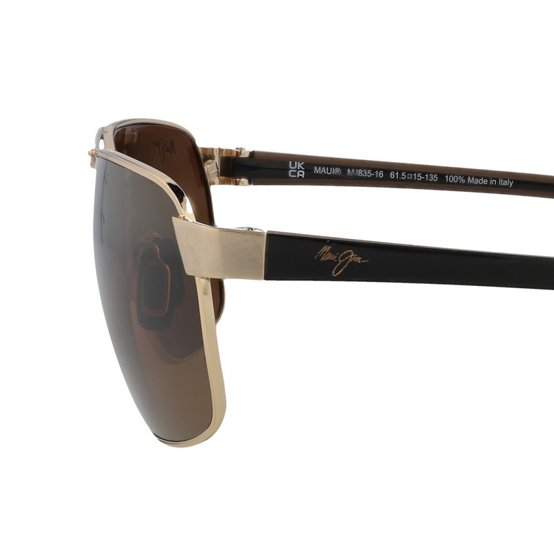 Pre-owned Maui Jim The Bird Mj 835 16 Gold Metal Aviator + Hcl Bronze Polarized Sunglasses