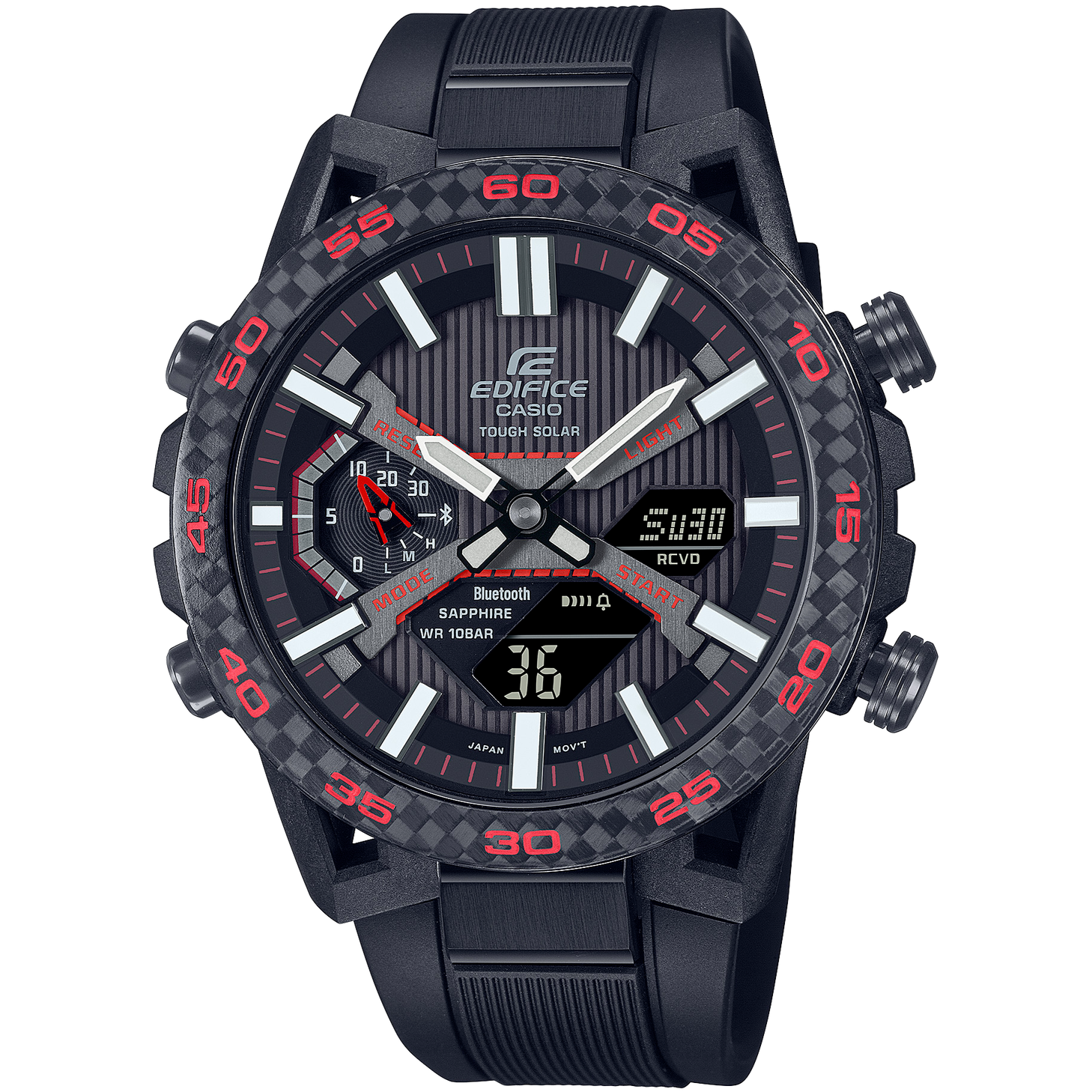 Pre-owned Casio Edifice Sospensione Ecb-2000ypb-1ajf Bluetooth Carbon Case Watch 47.8mm