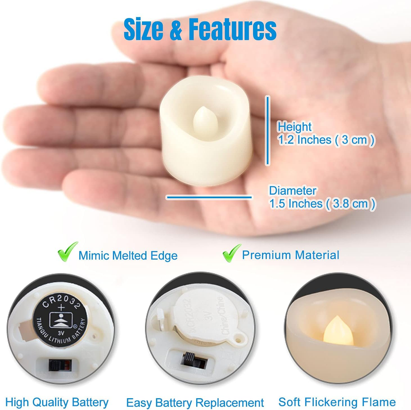 24 PCS LED Flameless Flickering Tea Lights Votive Candle Battery Operated/Electr