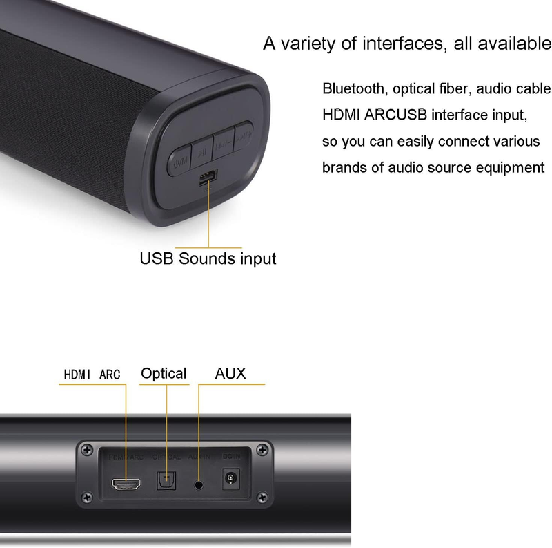 HDMI Sound Bar, 24-Inch 60W Sound Bars for TV, PC, Projectors, Tablets,3 Equaliz
