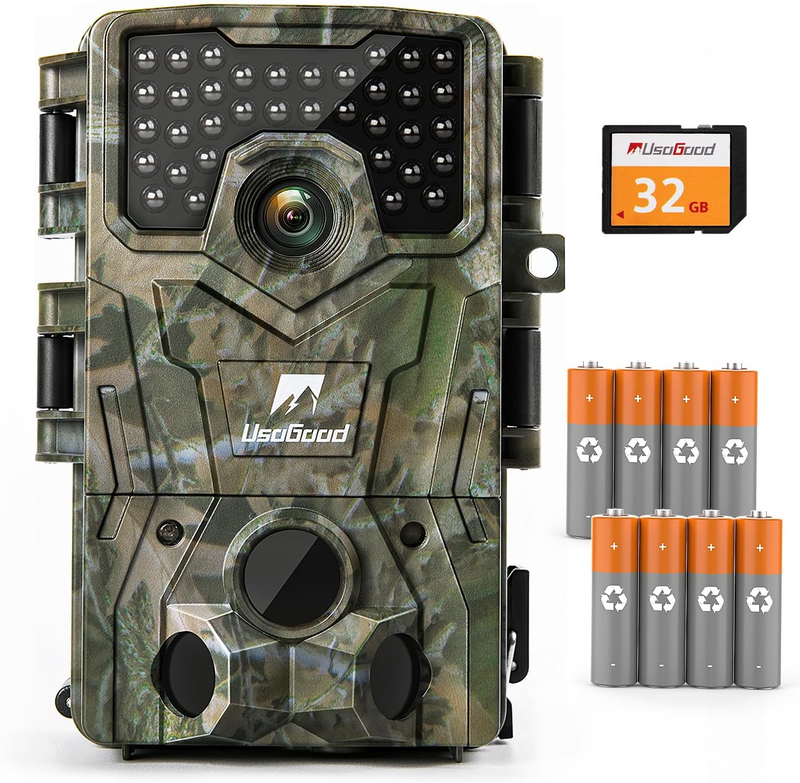 Trail Camera,4K 36MP Game Camera with 8 Batteries&32GB Card, Night Vision Motion