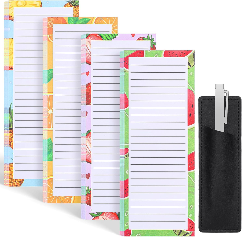 4 Pack Magnetic Note Pads for Fridge with Pen Holder 200 Sheet...