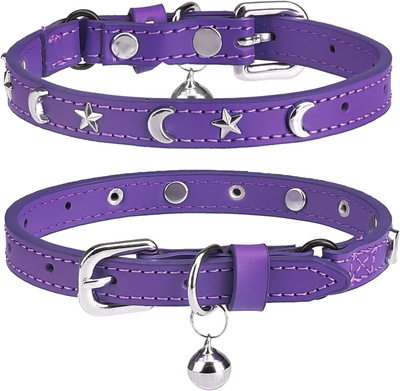 Leather cat top collar with bell