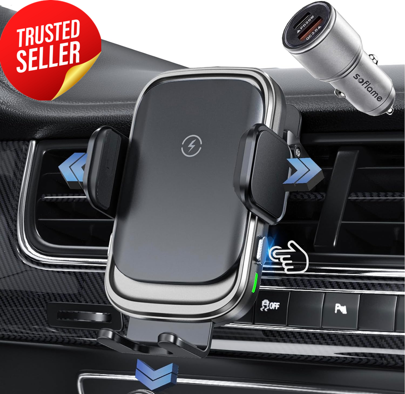 Wireless Car Charger 15W Auto-Clamping Air Vent Mount