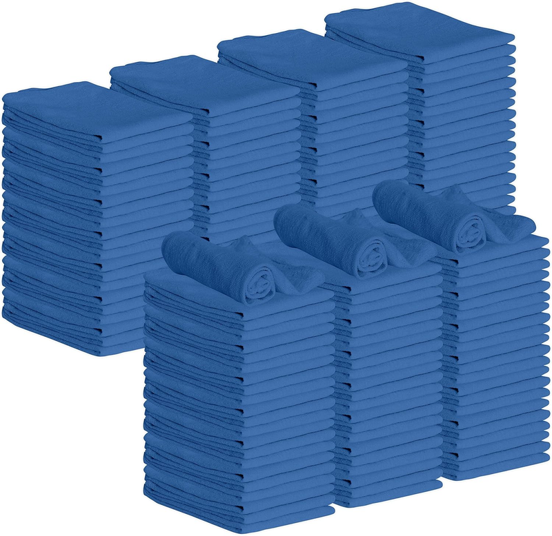150 Pack 12X14, Blue Shop Towels 100% Cotton, Super Absorbent and Durable for Car, Reusable Shop Rags