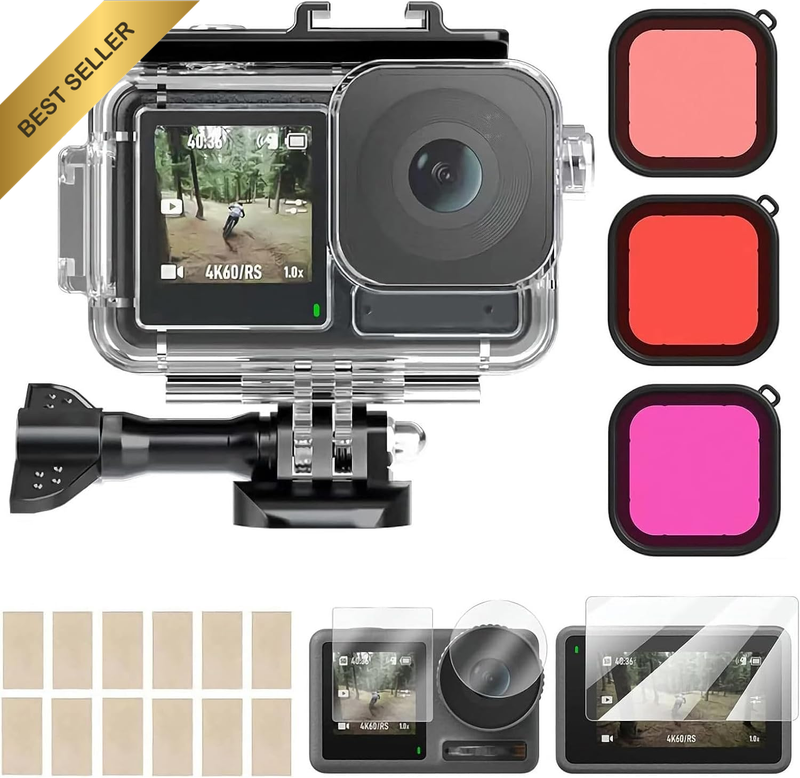 Waterproof Case for Osmo Action 4 Action 3, 60M/196FT Underwater Protective Dive