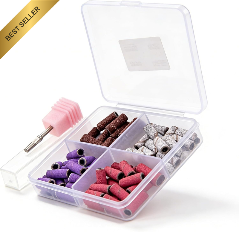 Nail Drill Bits Mini Sanding Bands 60Pcs 3Mm with Mandrel 80 120 180 240 Grit fo