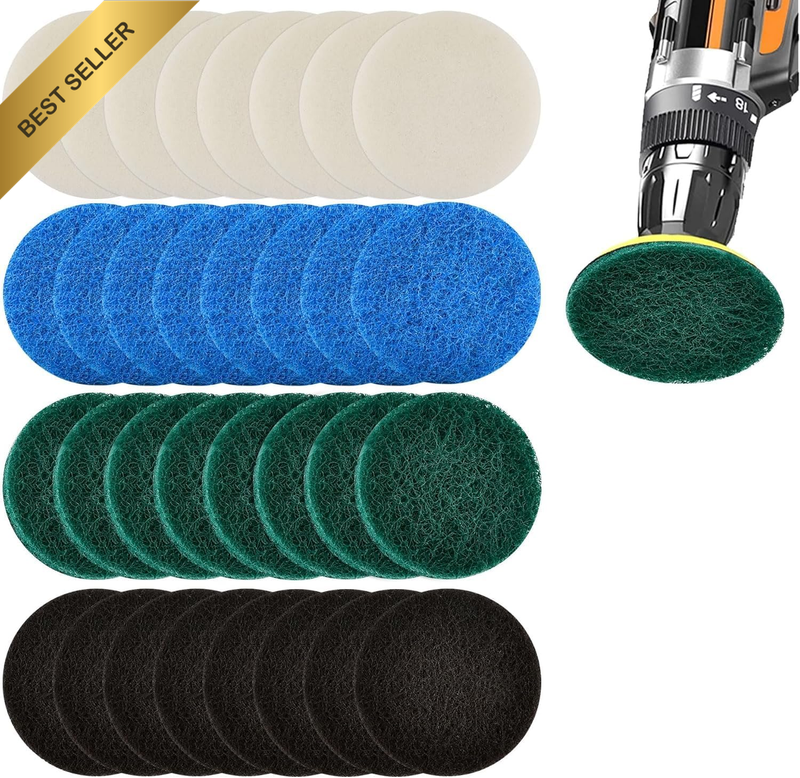 32Pcs Electric Cleaning Brush Pad Set, 8 Foam Pads 8 Kitchen Mats 8 Performance 