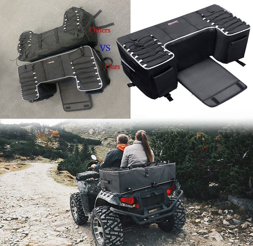 Upgraded ATV Rear Seat Bag Cargo Storage Bag w/Cushion Padded Bottom Bag Luggage