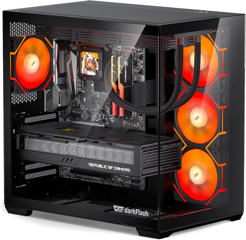 C280 E-ATX PC Case, Dual Chamber Gaming Case, up to 420Mm Radiator, Vertical GPU