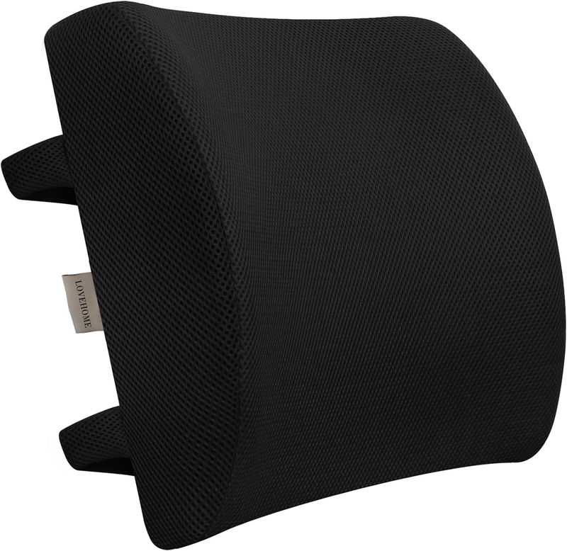 Lumbar Pillow for Chair and Car, Back Support for Office, Memory Foam Cushion wi