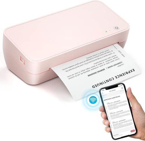 Portable Wireless Thermal Wi-Fi/Bluetooth Printer, Letter/A4/A4/A5/B5, PINK