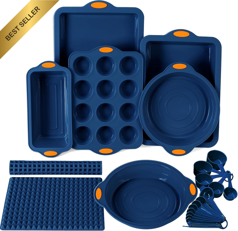 8 in 1 Silicone Baking Set - 6 Silicone Molds - 2 Silicone Baking Mat, Nonstick