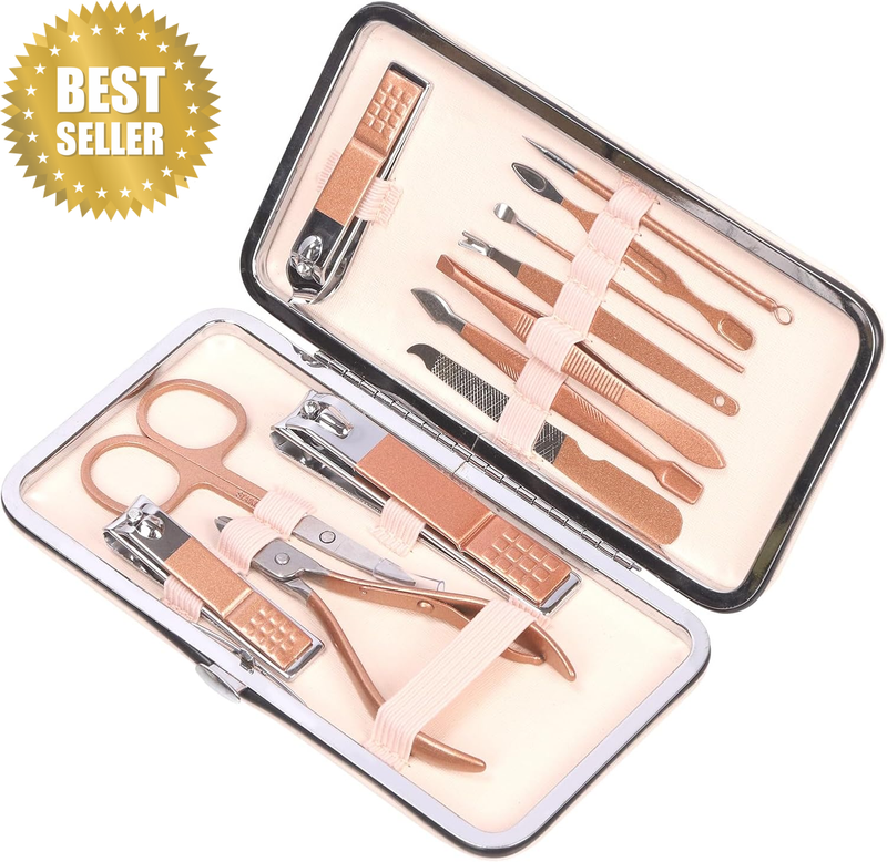 12Pcs Professional Manicure Set, 12 in 1 Carbon Steel Personal Care Nail Clipper