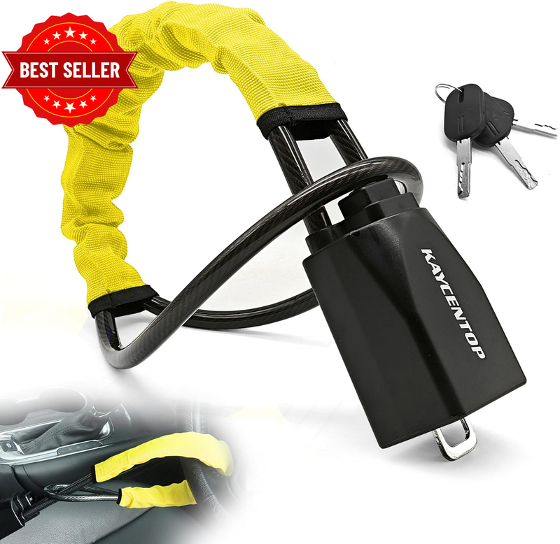 Car Steering Wheel Lock, Seat Belt Lock, Anti-Theft Device, Max 17 Inch Length, 