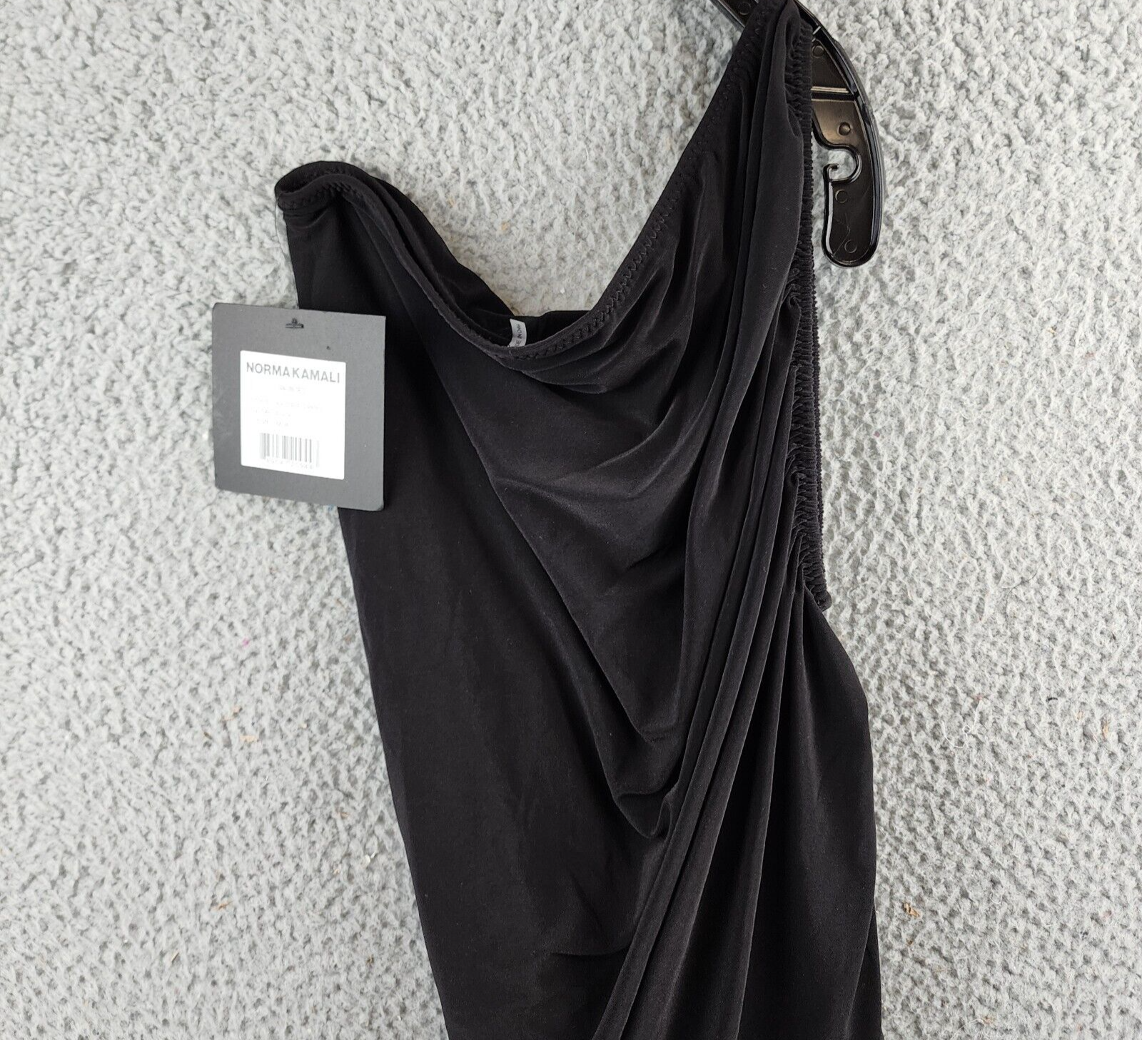 Norma Kamali Diana One Shoulder Mini Dress Womens M/38 Black Asymmetric Pullover - Picture 14 of 15