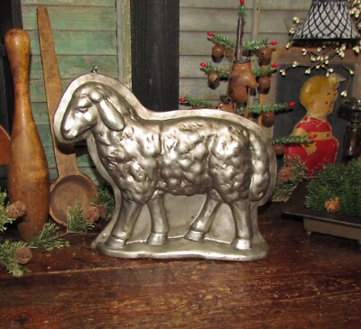 Primitive Antique Vtg Tin Style Sheep Silver Resin Mold Arrow Hanger Replacement