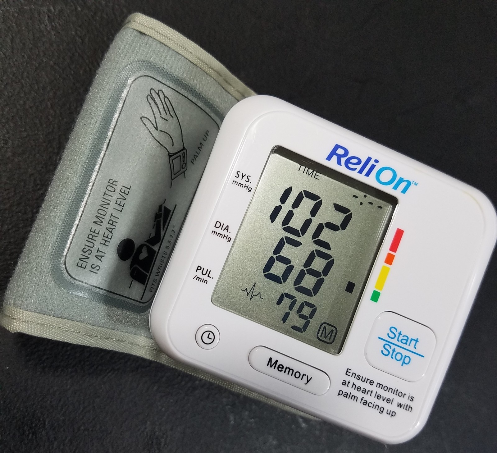 ReliOn BP200W WRIST Blood Pressure Monitor Wrist Cuff Universal Size Reli On