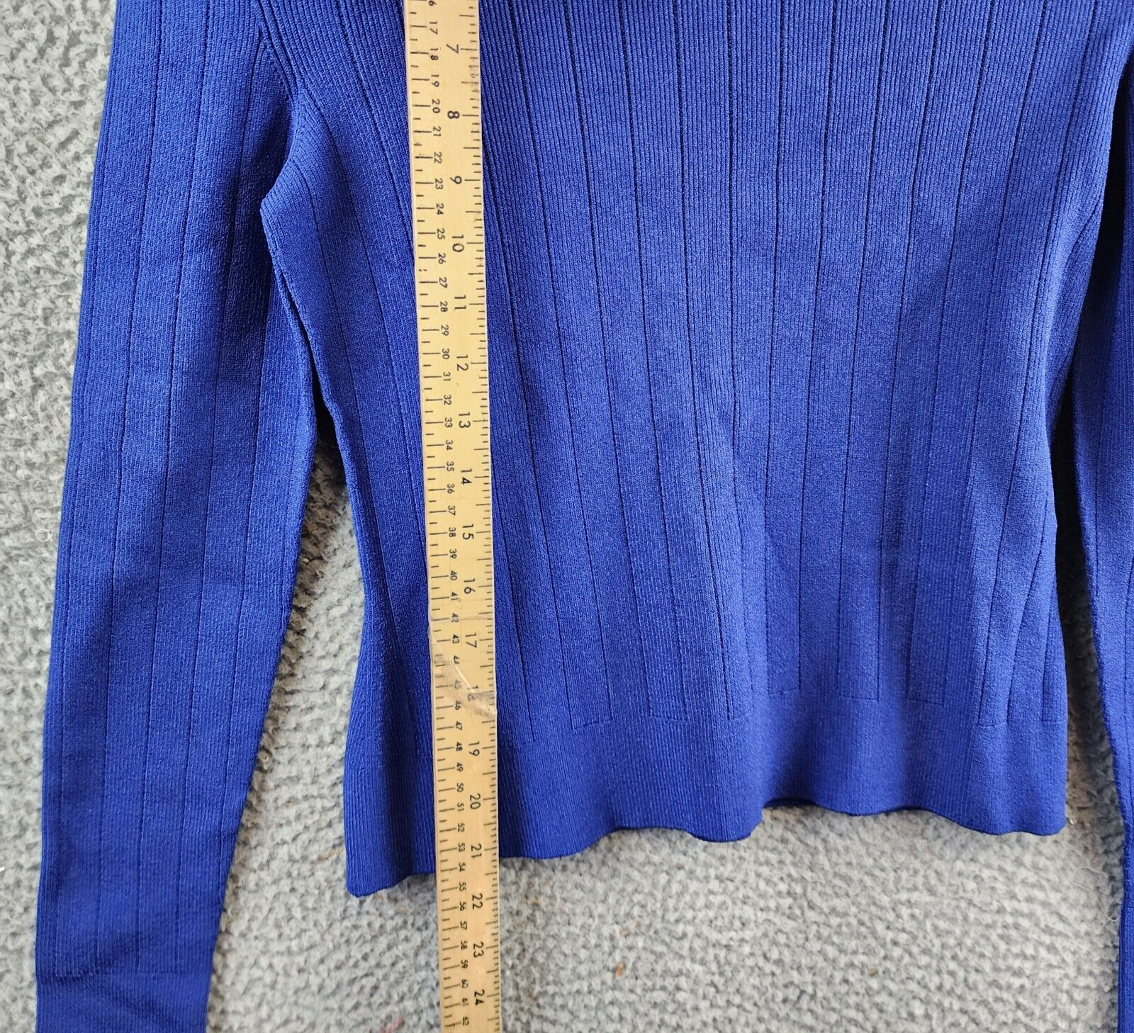 BALMAIN Knit Gold Button Sweater Women's 46 Blue Roll Turtleneck Pullover L/S - Picture 8 of 14