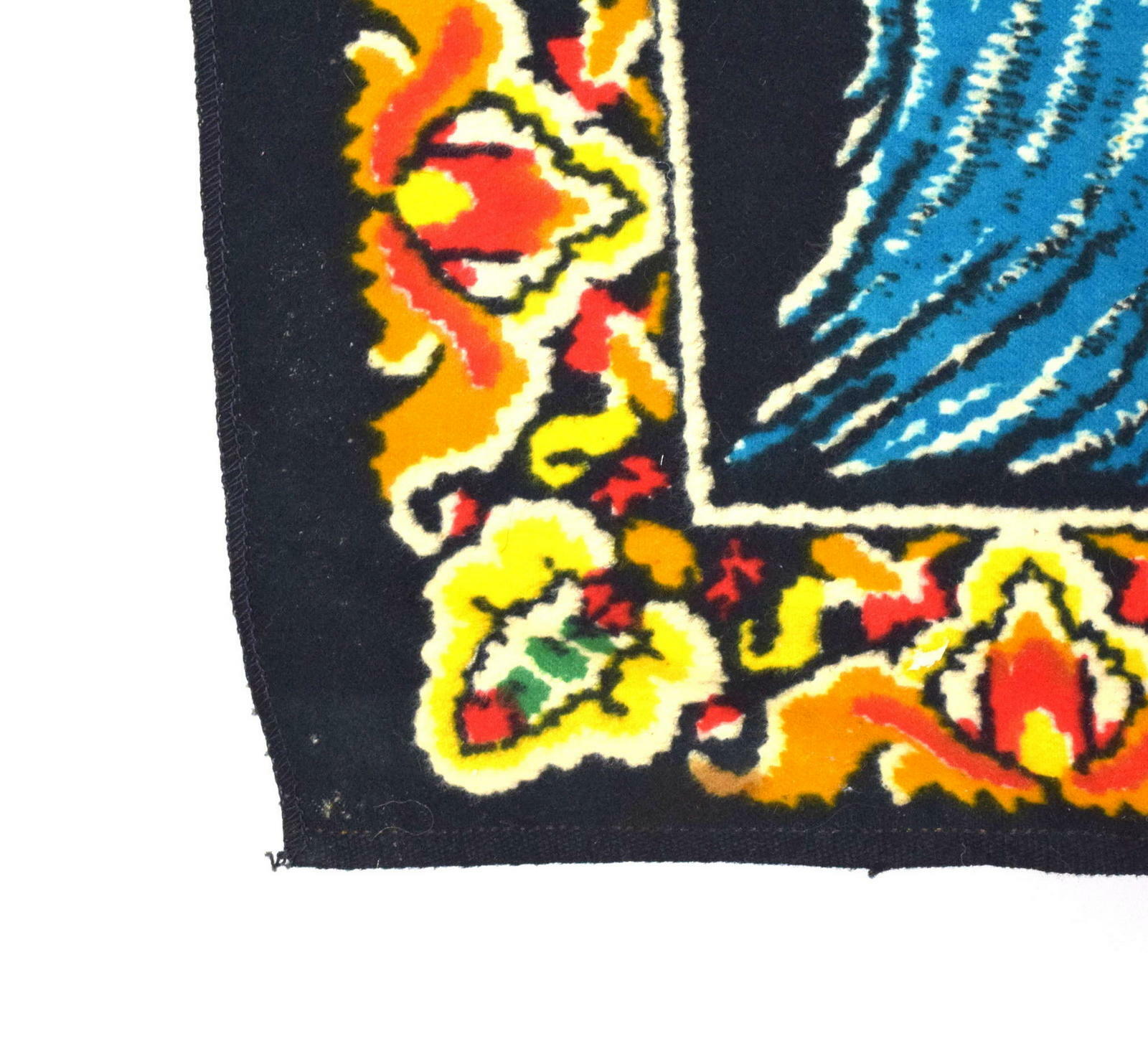 Vtg Velvet Tapestry Peacock Bird Wall Hanging Textile Art Floral Landscape 59