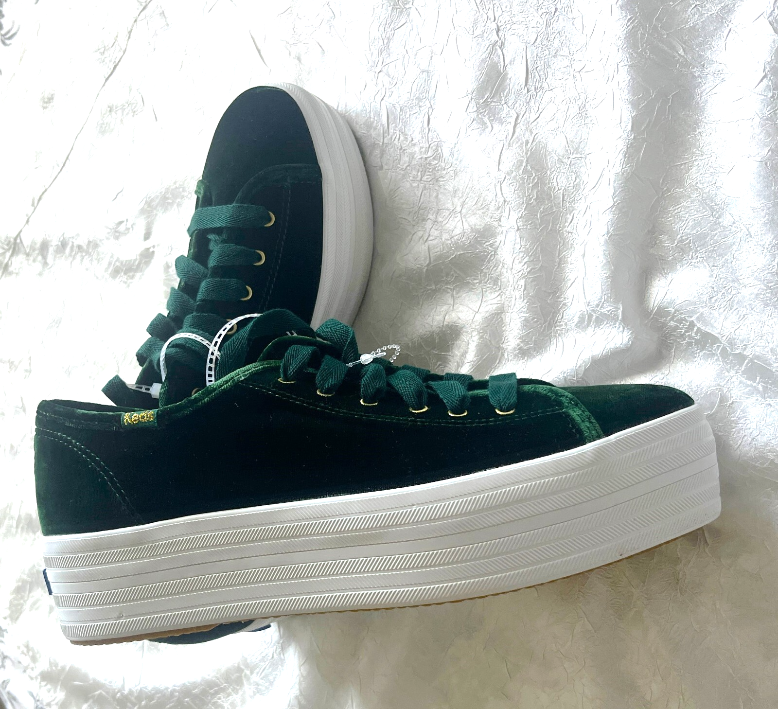 Keds Shoes Dark Green Velvet Womens Triple-Up Velvet Fashion
