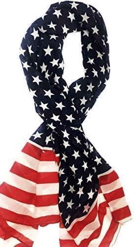 USA Patriotic Chiffon Scarf Red White Blue 4th July 250th Anniversary Wrap Gift