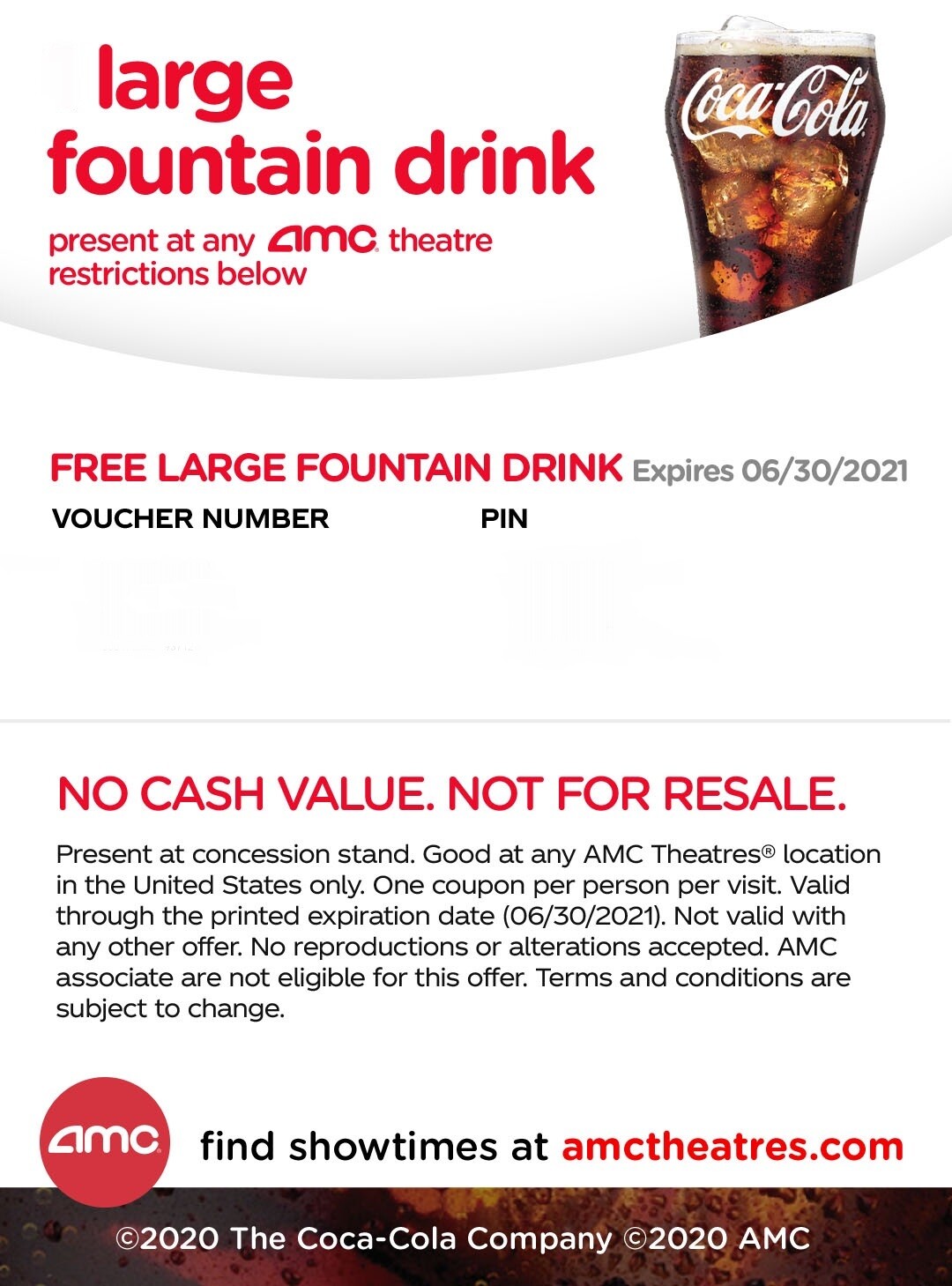 AMC Theaters 2 (TWO) Large Drinks Expires 12/30/23 *FAST DELIVERY