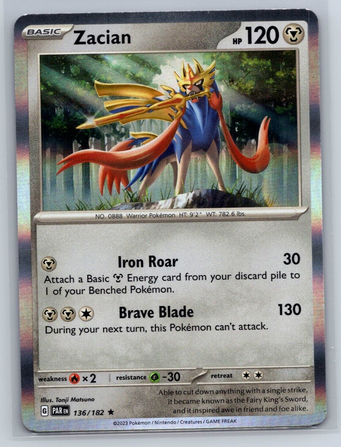 Pokemon TCG - Paradox Rift - Holo - Zacian - 136/182 - Rare Pokemon TCG - Paradox Rift - Holo - Zacian - 136/182 - Rare