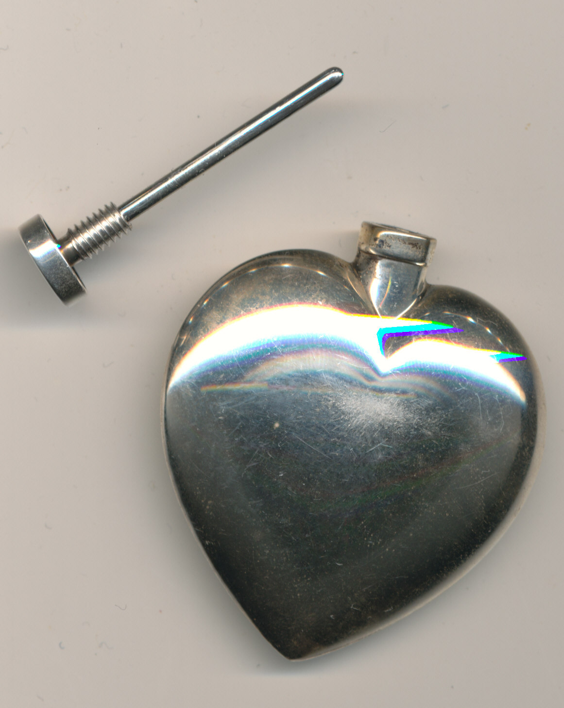 VINTAGE STERLING SILVER HEART PERFUME BOTTLE