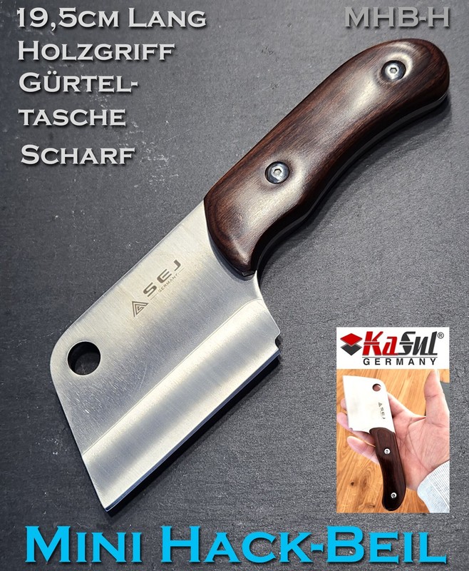 KassulÂ®| Mini Hack Beil 19cm Lang Messer | Holzgriff Scharf Camping Outdoor Sej