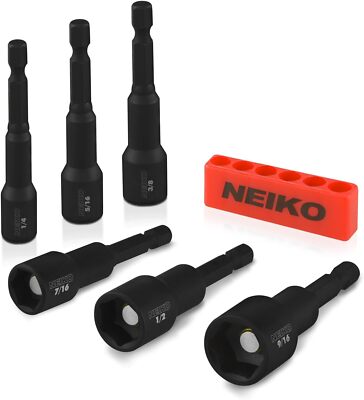 NEIKO 10190A Magnetic Nut Driver Set, 6 Piece Impact Bit, Sae 