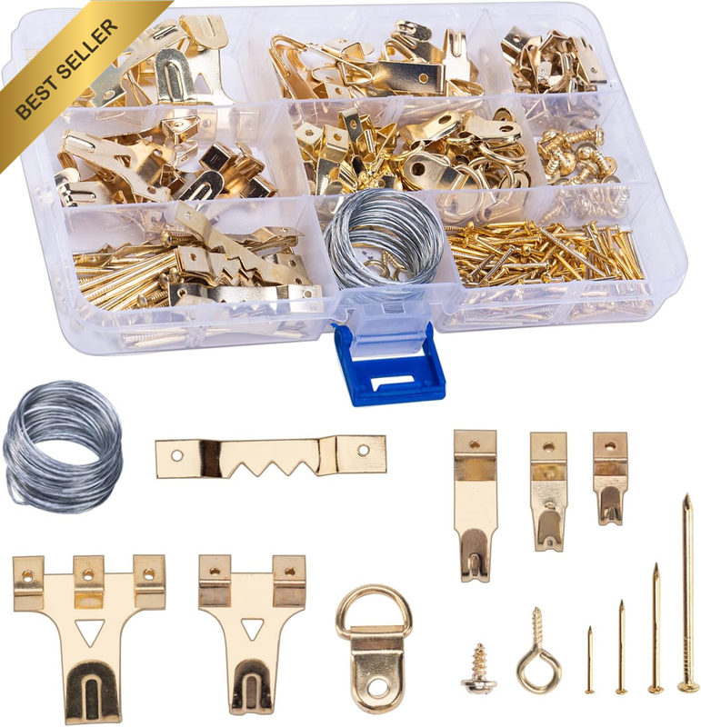276Pcs Picture Hangers Kit, Including Eavy Duty Wall Hooks,Nails,Wire,Screws,D-R