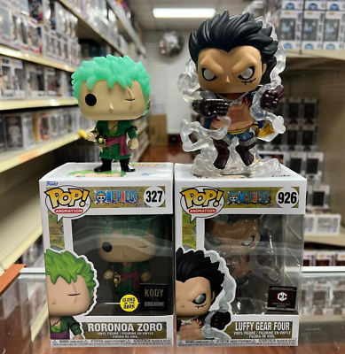 Funko POP! One Piece RORONO ZORO (GITD) & LUFFY GEAR FOUR Vinyl Figure w/  case