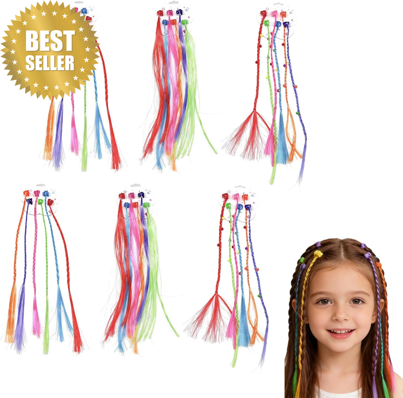 36-Piece Multicolor Kids Hair Extensions Set with Snap-On Clips – Fun, Vibrant S
