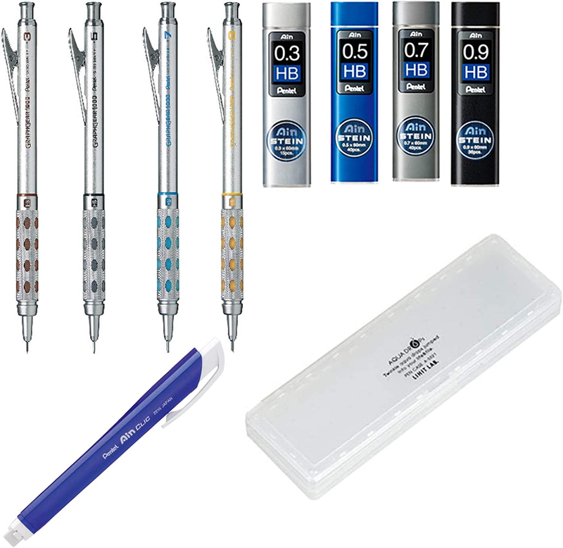 Graphgear 1000 - Four Mechanical Pens Set - 0. 3Mm, 0. 5Mm, 0. 7Mm & 0. 9Mm, wit
