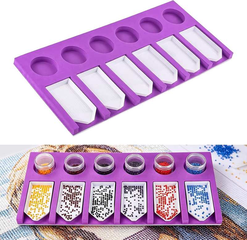 Accessories Tray Organizer, Purple 6 Slots Beads Sorting Tray, Storage Holder To
