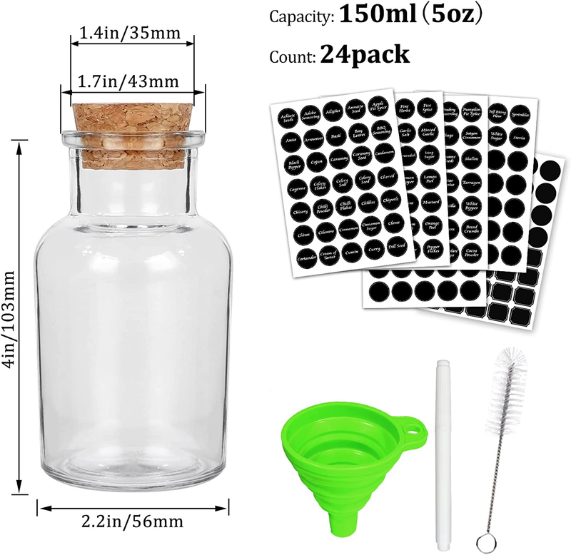 With Cork Lids Herb Bottles Spice Jars With Labels