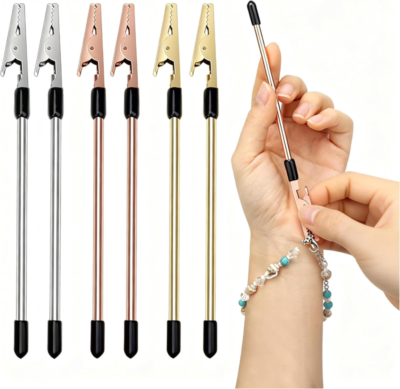 Self-Help Necklace Helper Tool, 6Pcs Metal Necklace Bracelet Fastener Clip Aid,