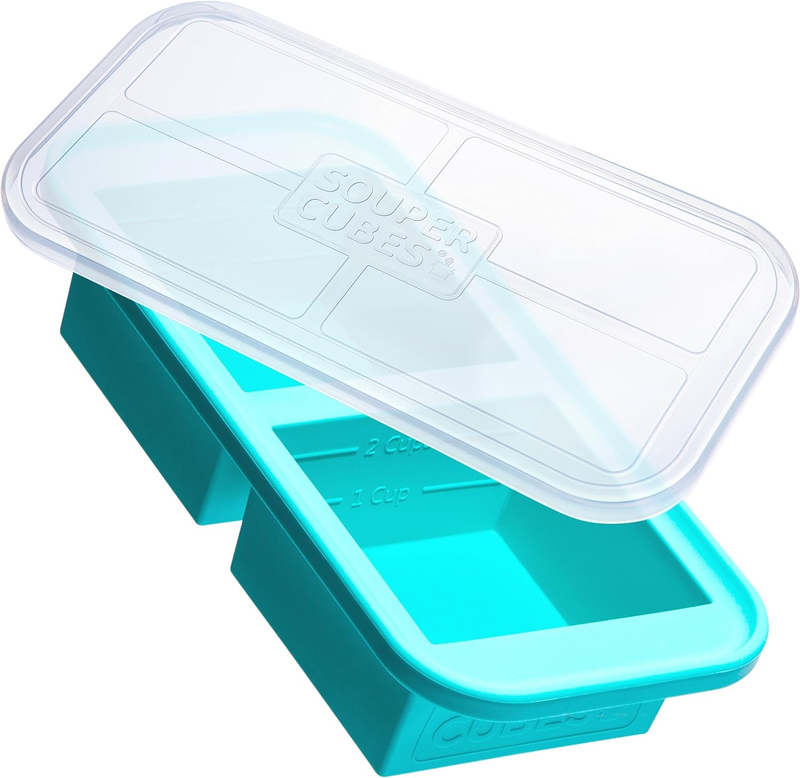 2 Cup Silicone Freezer Tray with Lid - Easy Meal Prep Container and Kitchen Stor
