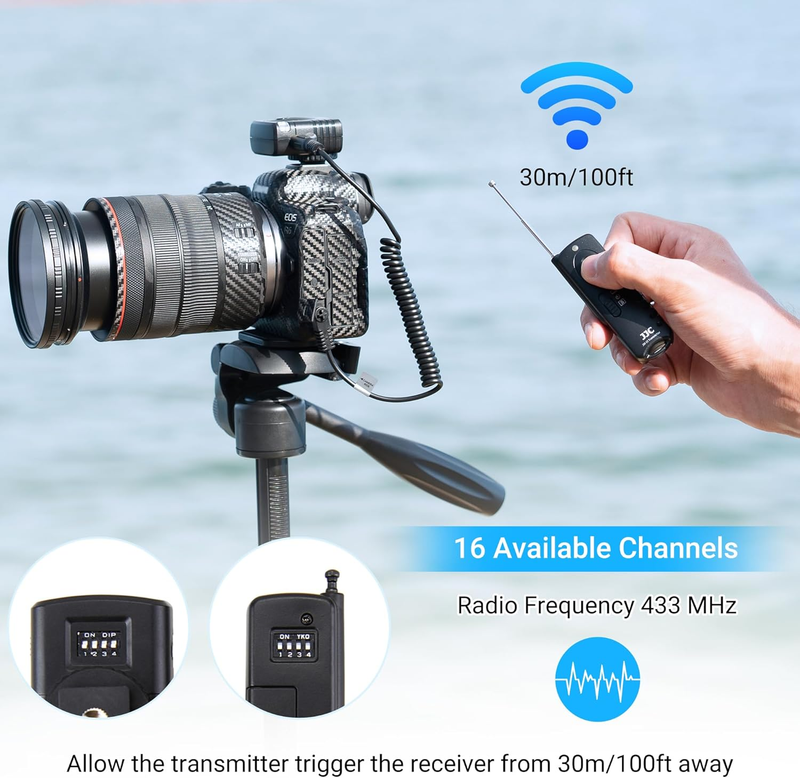 Radio Wireless Remote Control Shutter Release for Canon EOS Rebel T7 T6 T5 EOS R