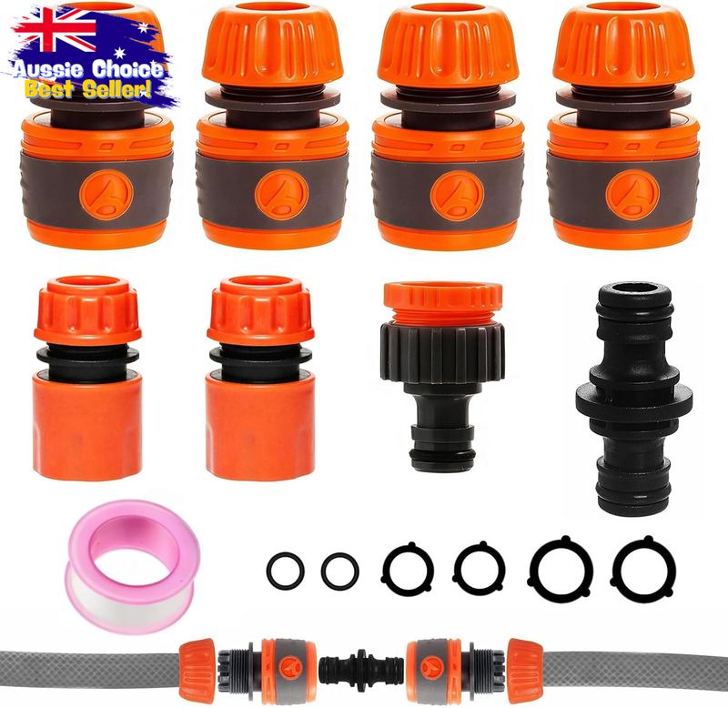 8Pcs Quick Connect Garden Hose Set, 3/4" & 1/2" Plastic Tap Adapters
