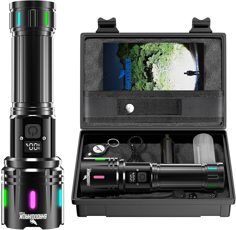 LED Torch Rechargeable 30000 High Lumens Bright Flashlight with LCD Display