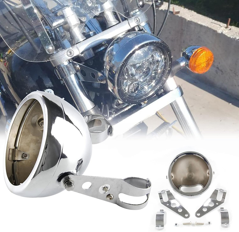 5.75 Headlight Housing Universal Motorcycle Chrome 5 3/4 Inc