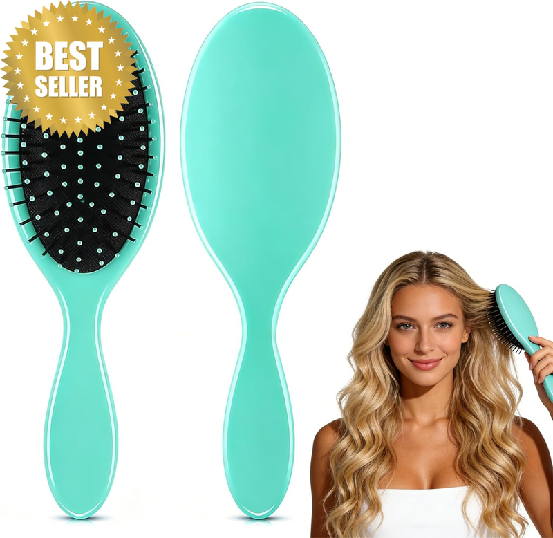Detangling Brush & Hair Straightener Comb, 2 Pack Ultra-Soft Smart Flex Bristles