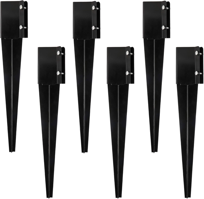 6 Pcs Fence Post Anchor Ground Spike 4X4 Metal Post Stake 24 Inch for Mailbox De