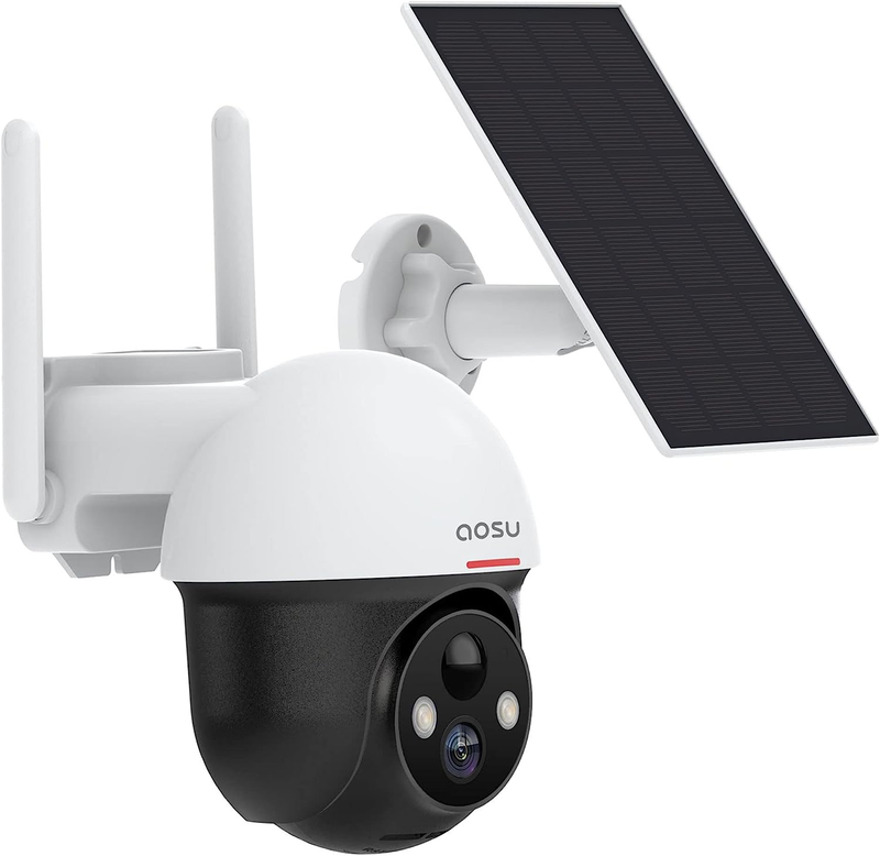 2K Solar Security Camera Wireless Outdoor, 360 Degree Rotating Pan Tilt, Light a